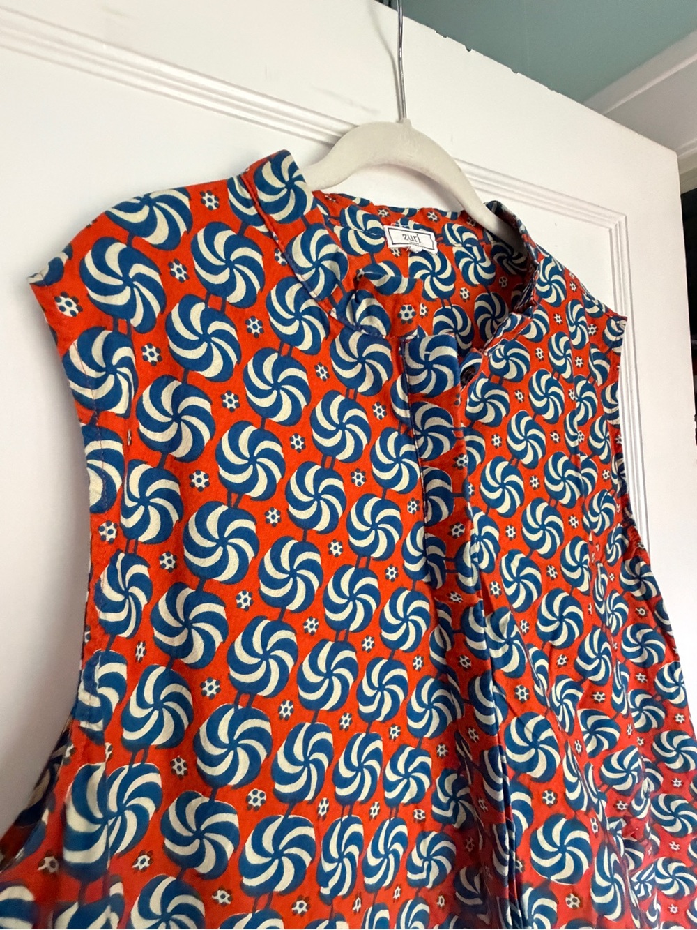 Zuri sleeveless dress in orange and blue (2x)
